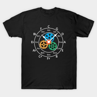 Circle of Fifths Mechanical Clock Style Dark Theme T-Shirt